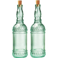 2x stuks glazen fles/karaf met kurk en dop 71 cl - Schenkkannen