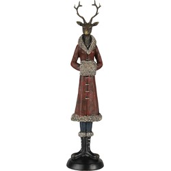 Clayre & Eef Beeld Hert 8x8x35 cm Rood Polyresin Woonaccessoires
