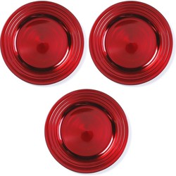 3x Ronde rode onderzet borden/kaarsonderzetters 33 cm - Kaarsenplateaus