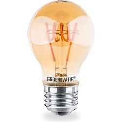 Groenovatie E27 LED Filament Lamp 4W Amber Spiral Extra Warm Wit, Schemersensor