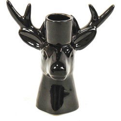 Candle holder - Reindeer - Ceramic - Black - 11x6x11cm