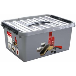 Q-LINE Opberg box/opbergdoos - met tray - kunststof - 40 x 30 x 18 cm - schoenenpoetsdoos - Opbergbox