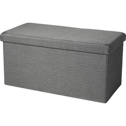 Urban Living Hocker bankje - poef XXL - opbergbox - grijs - polyester/mdf - 76 x 38 x 38 cm - Poefs