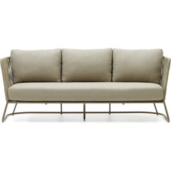 Kave Home - Outdoor-sofa Saconca met 3 zitplaatsen in touw en groen gegalvaniseerd staal 189 cm