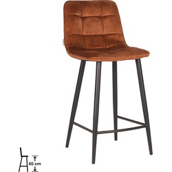 LABEL51 Barkruk Jelt - Oker - Velours - Zithoogte 66