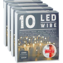 Draadverlichting/lichtsnoeren - 4 stuks - warm wit - 120 cm - timer - Lichtsnoeren