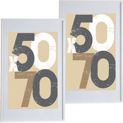 2x stuks houten fotolijst wit geschikt voor een foto van 50 x 70 cm of 60 x 90 cm - Fotolijsten