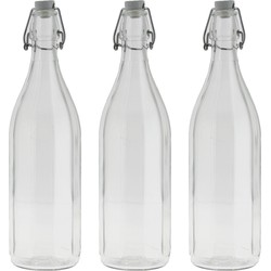 Cuisine Elegance set van 4x stuks weckflessen transparant beugeldop glas van 1 liter - Weckpotten