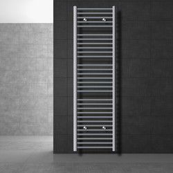 Elektrische badkamerradiator met verwarmingselement 900W 500x1800 mm Chroom gebogen met zijaansluiting & thermostaat Digitaal display LuxeBath