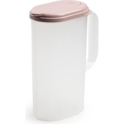 Waterkan/sapkan transparant/roze met deksel 2 liter kunststof - Schenkkannen