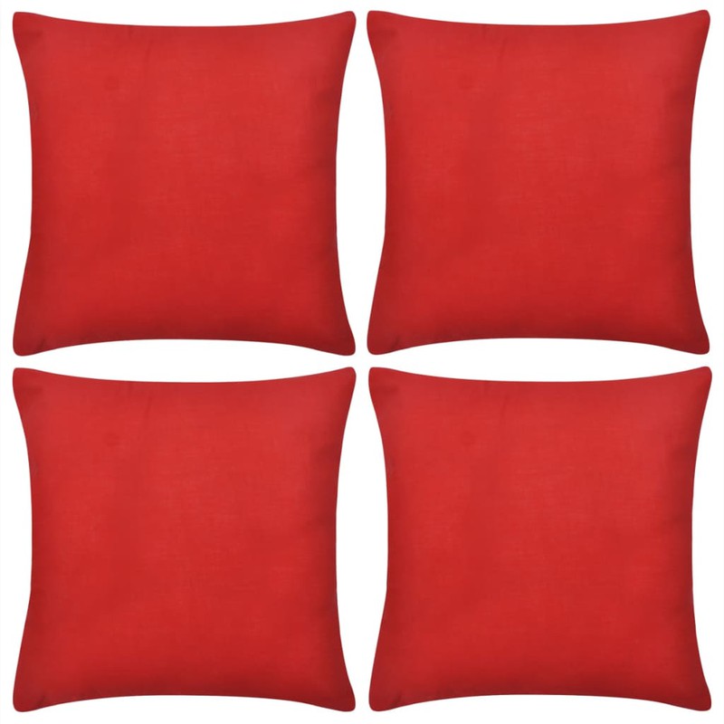 Kussenhoezen katoen 80 x 80 cm rood 4 stuks - 