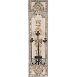 Clayre & Eef Wandlamp  31x19x120 cm Beige Grijs Hout IJzer Muurlamp