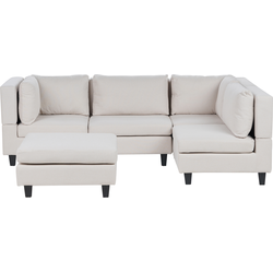 UNSTAD - 4-zitsbank met ottomaan - Lichtbeige - Links -  Polyester