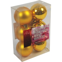 Christmas Gifts Kerstballen - 6x st - goud - D6 cm - kunststof - Kerstbal