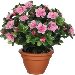 Mica Decorations Azalea Kunstplant - H35 x Ø30 cm - Campana pot - Roze