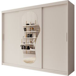 Meubella - Kledingkast Ulysses - Wit - 250 cm - Met spiegel