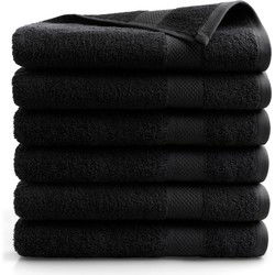 DoubleDry Handdoeken Set 70 x 140 cm - 6 stuks - 100% zacht katoen 500 g/m2 - 6x Zwart