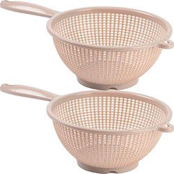 Plasticforte Keuken vergiet/zeef - 2x - kunststof - 24 x 11 cm - beige - Vergieten