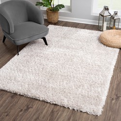 Tapijtenloods Porto Soft Fluffy Vloerkleed Hoogpolig Effen Licht Grijs- 200X290 CM