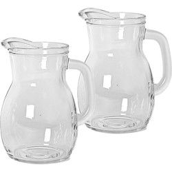 Bormioli Rocco sapkan/waterkan/karaf - 2x - 1000 ml - transparant - Waterkannen