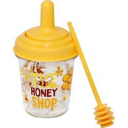 Honingpot met honinglepel glas 320 ml - Voorraadpot