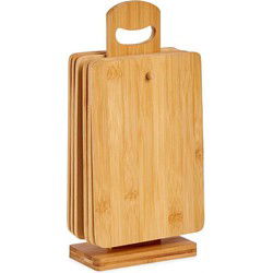 Set van 6x stuks bamboe houten snijplanken/serveerplanken met houder 22 x 14 cm - Snijplanken