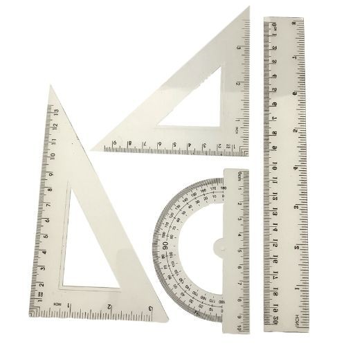 Liniaalset - 5 delig - meetlat - geodriehoek - driehoek liniaal - gradenboog - liniaal - 