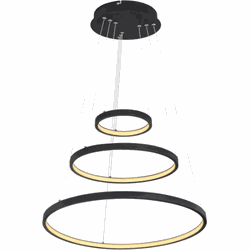 Moderne hanglamp met drie LED ringen | Ø 51CM | Zwart | Woonkamer | Eetkamer