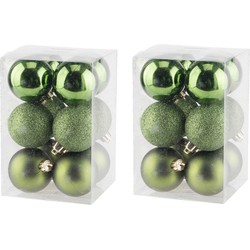 24x Kunststof kerstballen glanzend/mat appelgroen 6 cm kerstboom versiering/decoratie - Kerstbal