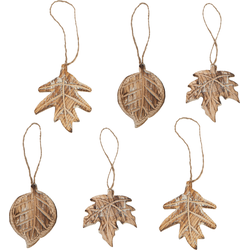 Decoratiehangers Jade - 6-delige set herfstachtig houtkleurig met witte nerven, Home24 Deko