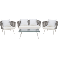 RAGUSA - Loungeset voor 4 - Gebroken wit - PE rotan