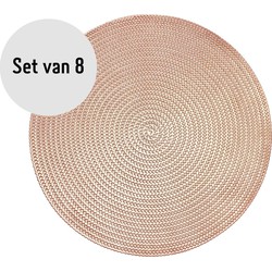 Krumble Placemat rond - PVC - Rosegoud - Set van 8