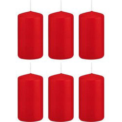 Trend Candles stompkaars - 6x - rood - 5 x 10 cm - 23 branduren - Stompkaarsen