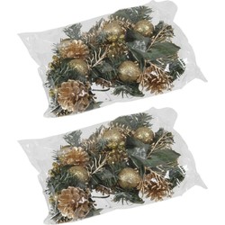 12x Kerststukje decoraties goud 12 cm - Kerststukjes