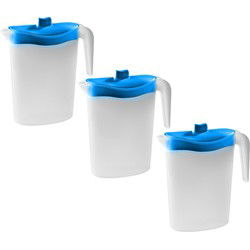 Hega Hogar Waterkan/sapkan - 3x - blauw deksel - 2,5L - 11 x 26 cm - Schenkkannen