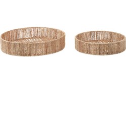 Kave Home - Dienbladen Estibalis set van 2 rond van jute en rotan met natuurlijke finish