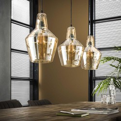 Hanglamp 3-Lichts - Kegel - Ø25cm - Amberkleurig Glas
