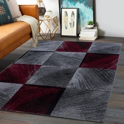 Marlon Modern Rood / Grijs vloerkleed - Geblokt - 200 X 290 CM