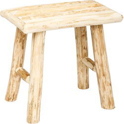 Atmosphera Zit krukje/bijzet stoel - hout - houtskleur - L23 x B34 x H31 cm - Krukjes