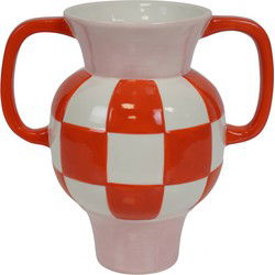 Vaas - Kan - Keramiek - Oranje/Roze - 22x14,5x22,5cm