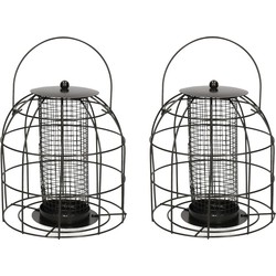 2x Vogel voederkooien 18 cm geschikt voor pindas voor kleine vogels in de tuin - Vogelvoederhuisjes