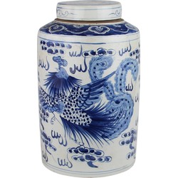 Fine Asianliving Chinese Gemberpot Blauw Wit Porselein Handgeschilderd