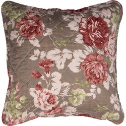 Clayre & Eef Kussenhoes  40x40 cm Bruin Polyester Vierkant Bloemen Sierkussenhoes