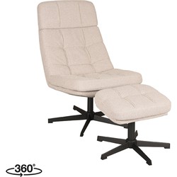 Draaifauteuil Alvar + Hocker 53x57x83 cm