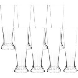 Bierglazen - 8x st - 370 ml - 7 x 20 cm - glas - pilsenerglazen - Bierglazen