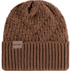 Knit Factory Sally Gebreide Muts Heren & Dames - Big Beanie - Tobacco - One Size - Grof gebreid