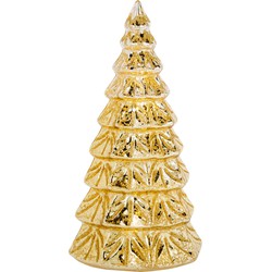 1x stuks led kaarsen kerstboom kaars goud D10 x H23 cm - LED kaarsen