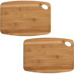 Zeller Bamboe Houten keuken Snijplank - 2x - Rechthoekig - 26 x 18 cm - Snijplanken