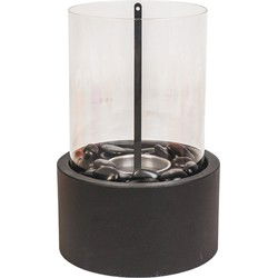 Table Burner - Round - Metal/Glass - Black - 18x18x26,5cm