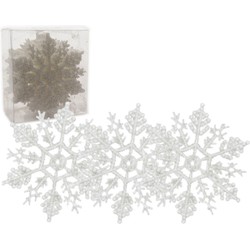 24x stuks kerstornamenten/kersthangers sneeuwvlokken wit kunststof 10 cm - Kersthangers